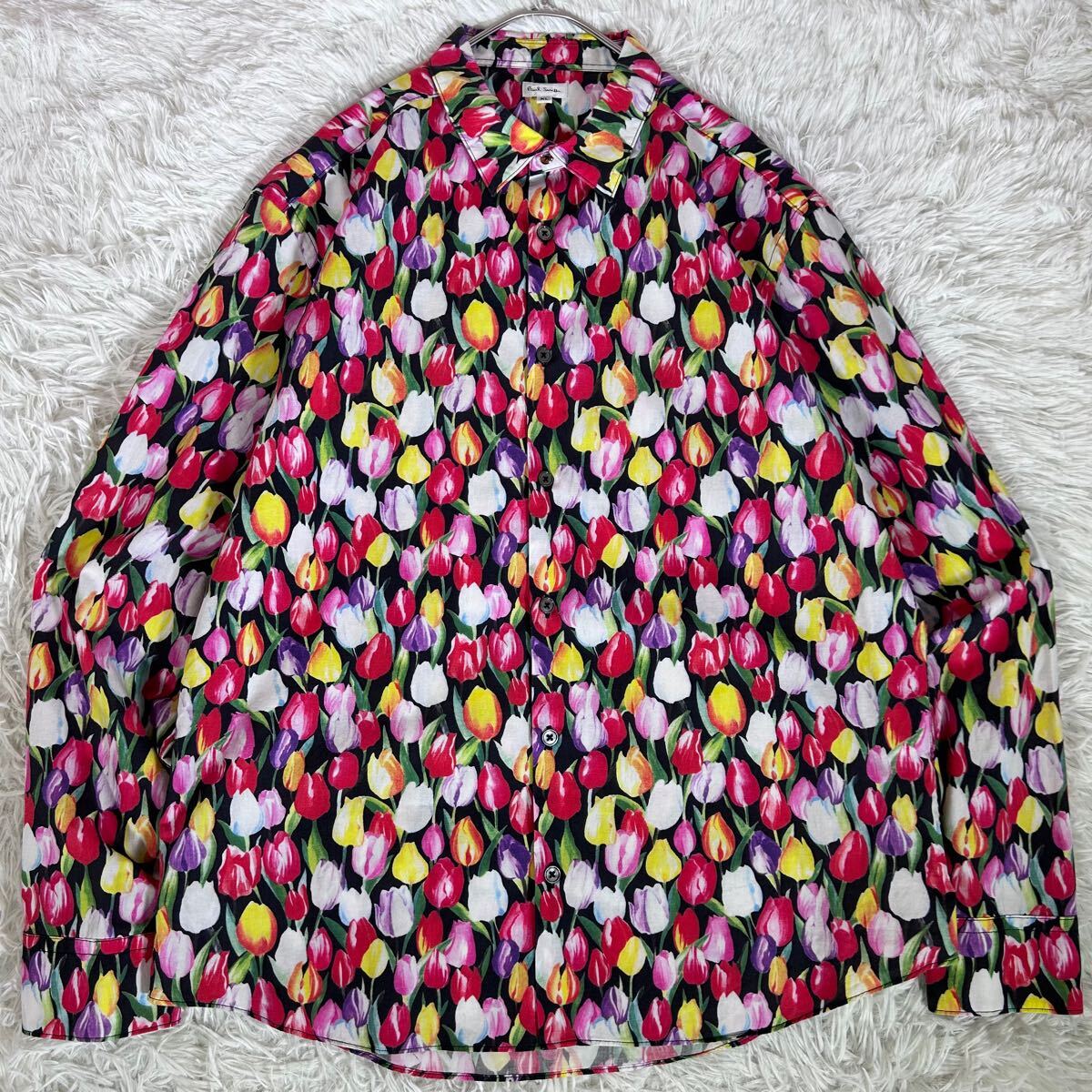 極美品【希少 XLサイズ】Paul Smith ポールスミス 長袖シャツ 花 極美品【希少 XLサイズ】Paul Smith ポールスミス 長袖シャツ 花