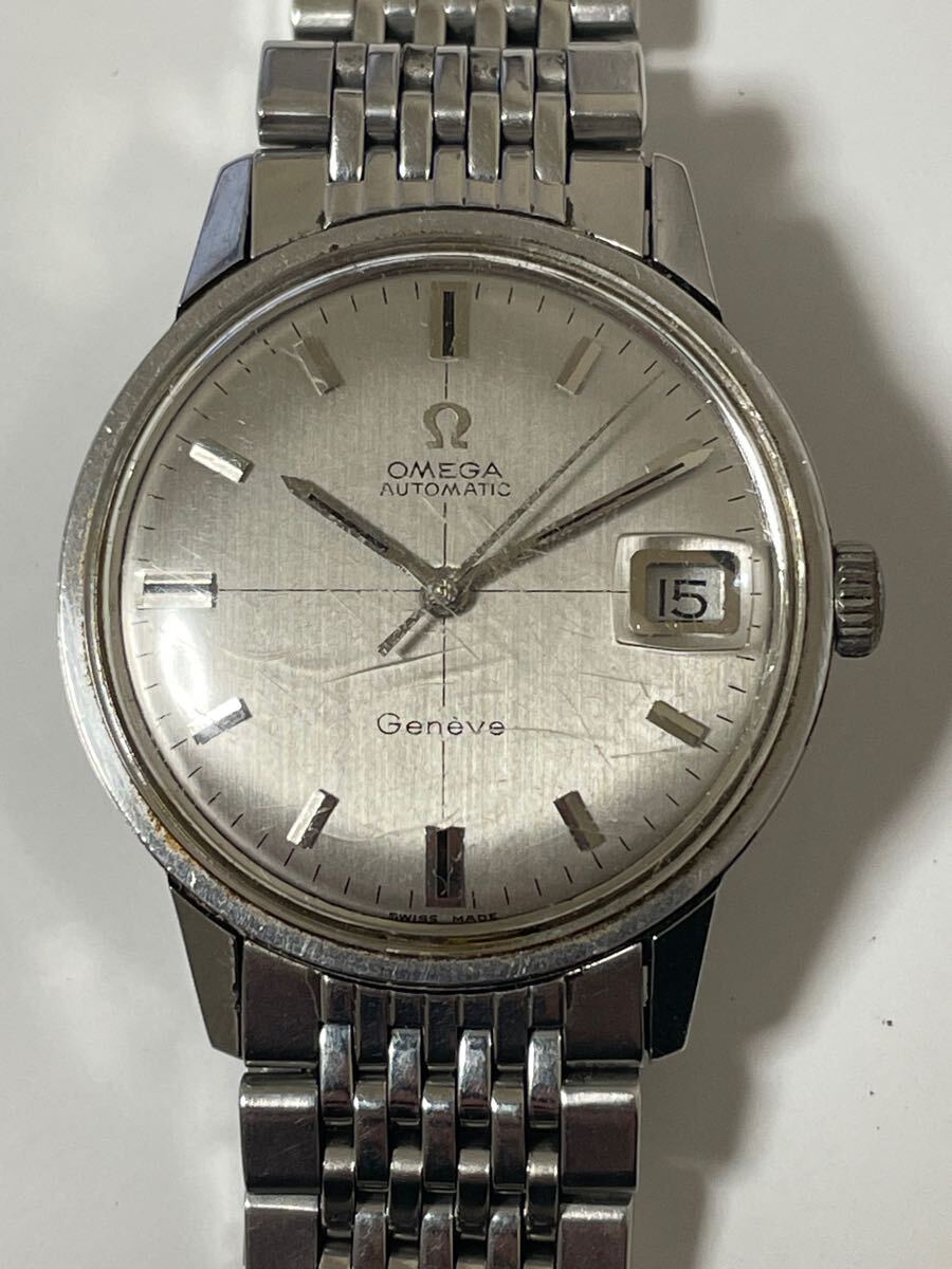 オメガ ジュネーブ シーマスター OMEGA Geneve SEAMASTER デイト　手巻き　動作品　純正ベルト　ラウンド　メンズ 腕時計　1円〜！売り切り