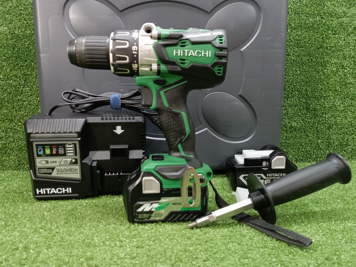 中古 HITACHI 日立工機 18V コードレス振動ドライバードリル 本体のみ DV18DBL2 (NN) + 36Vマルチバッテリー 18V バッテリー 充電器 付 ②