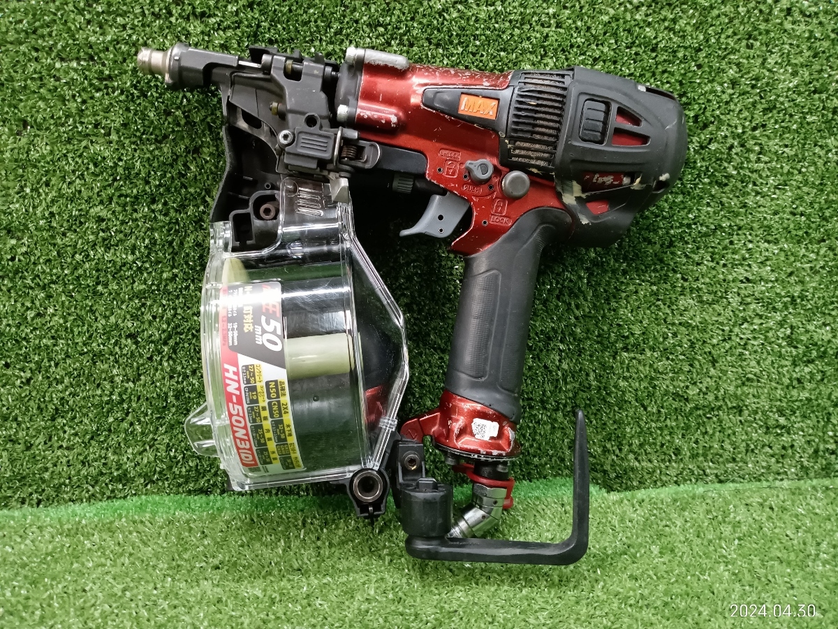 中古 ネイルホルダー交換済み MAX マックス 50mm 高圧コイルネイラ エアロスター スーパーネイラ 釘打機 HN-50N3(D)-R