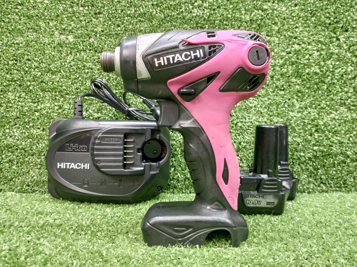 中古 HITACHI 日立工機 10.8V コードレスインパクトドライバ 1.5Ah バッテリー 2個 充電器 付 WH10DL (2LCSK)