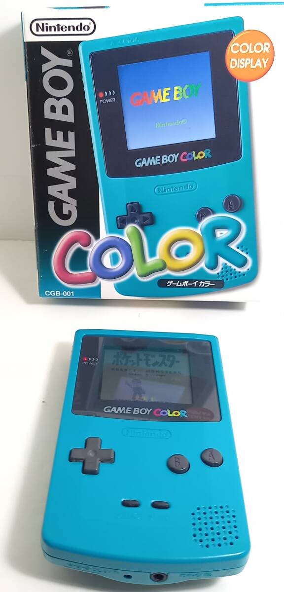 ★動作確認済★　ゲームボーイカラー　本体　ブルー　箱付き　接点メンテナンス済　gameboy color blue