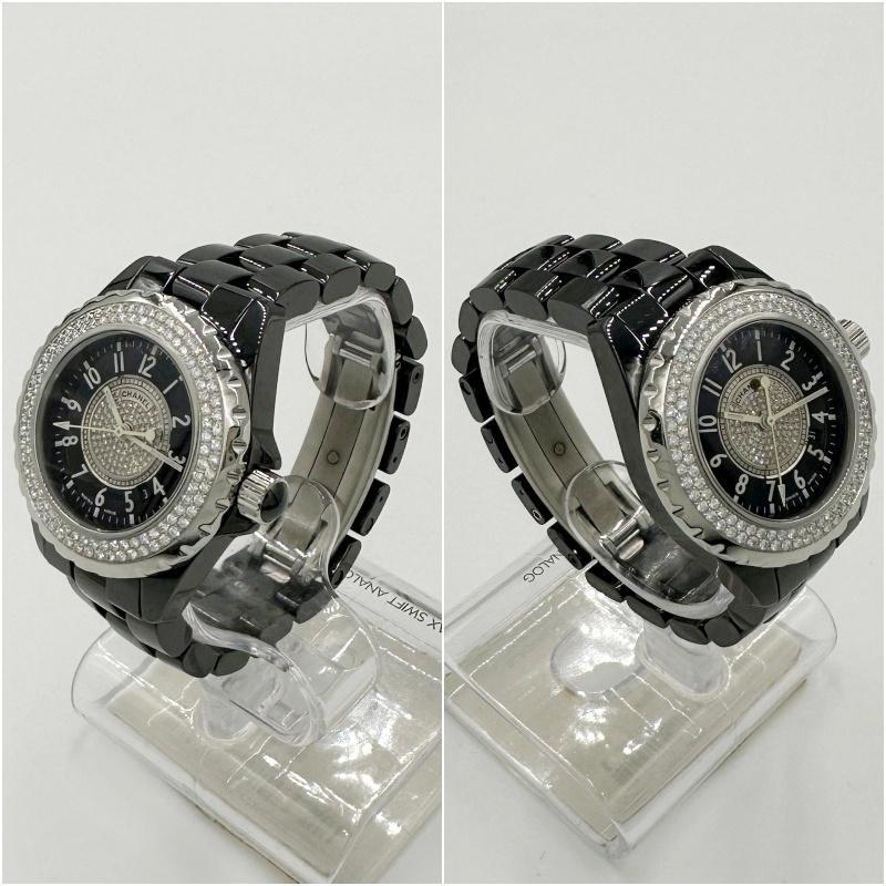 送料無料 中古A シャネル CHANEL 時計(jì) J12 H1708 ダイヤベゼル センターダイヤ ブラック セラミック クオーツ レディース 仕上済み 149877B