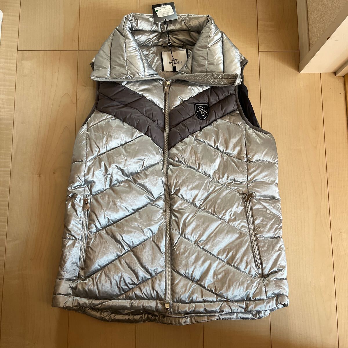新品 乗馬 レディース Lサイズ ベスト シルバー HV POLO