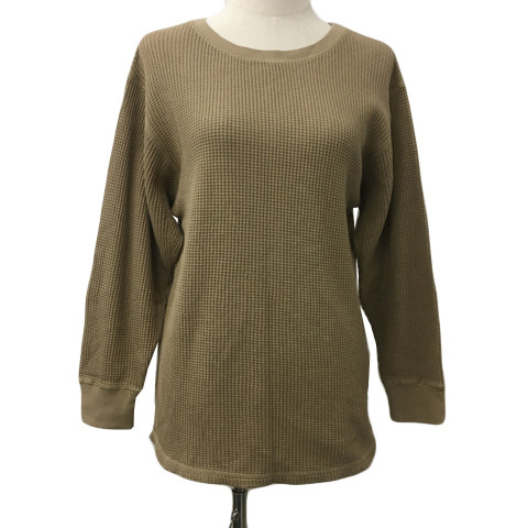 ニコアンド Niko and.. カットソー ラウンドネック プルオーバー ワッフル 長袖 L 茶 ベージュ ブラウン レディース_画像1