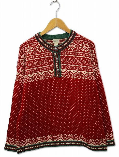 一流の品質 メタルボタン ジャガード バーズアイ スノー ヴィンテージ L.L.BEAN エルエルビーン プルオーバー レディース XL セーター ニット 女性用