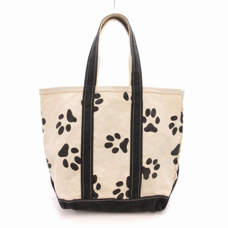 人気沸騰ブラドン ヴィンテージ 希少 TOTE & BOTE 80-90s L.L.BEAN エルエルビーン トートバッグ ブラック 黒 ホワイト 白 肉球柄 足跡 犬 キャンバス ハンド その他