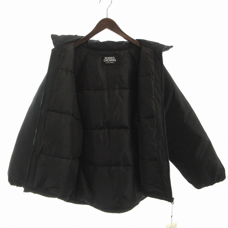 未使用品 ロデオクラウンズ Rodeo Crowns スタンド ネック ジャケット 中綿 オーバーサイズ ジップアップ F 黒 ブラック