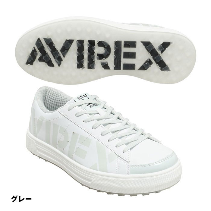 【税込?送料無料】 スパイクレス シューズ ゴルフ アヴィレックス GOLF AVIREX 紐タイプ サイズ:25.0cm カラー:グレー 2F-SH1 25.0cm