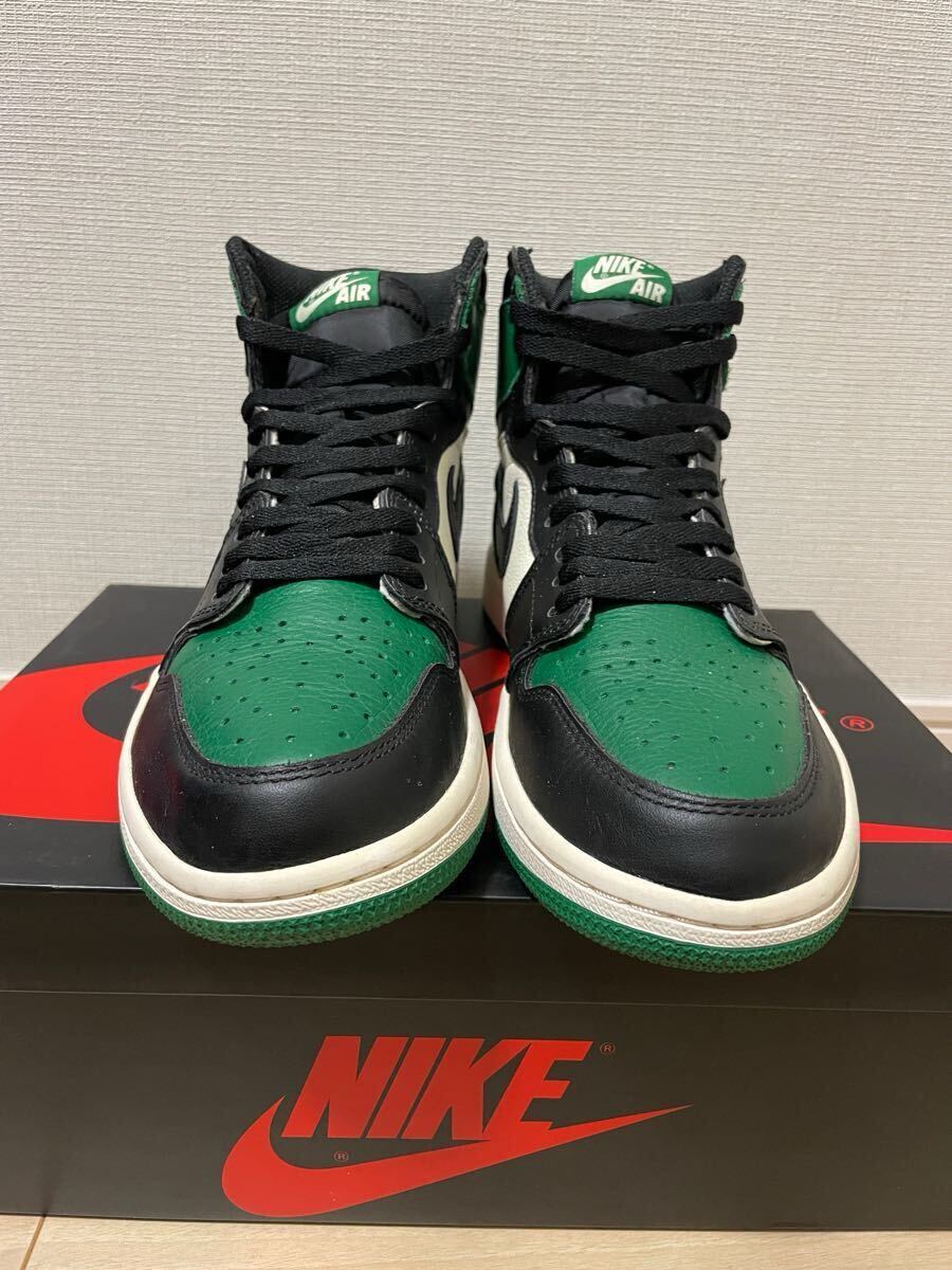 美品 エアジョーダン1 ハイ OG パイングリーン 緑 白 黒 美品 エアジョーダン1 ハイ OG パイングリーン 緑 白 黒