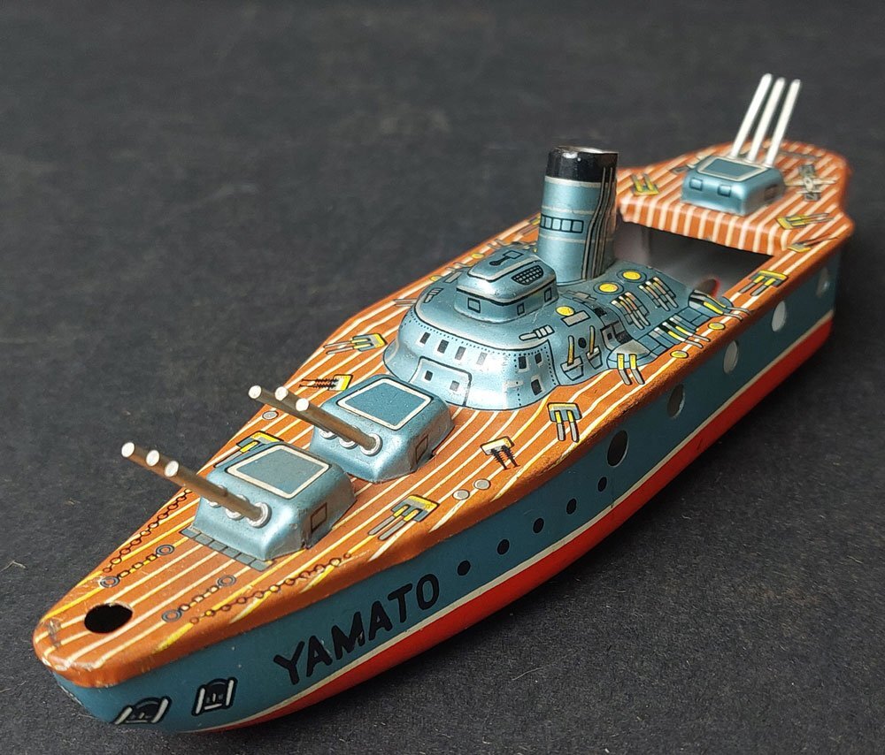 激安/新作 当時物 J49 ブリキ 現状 箱付き ヤマト 大和 YAMATO BATTLE-SHIP 船、ボート