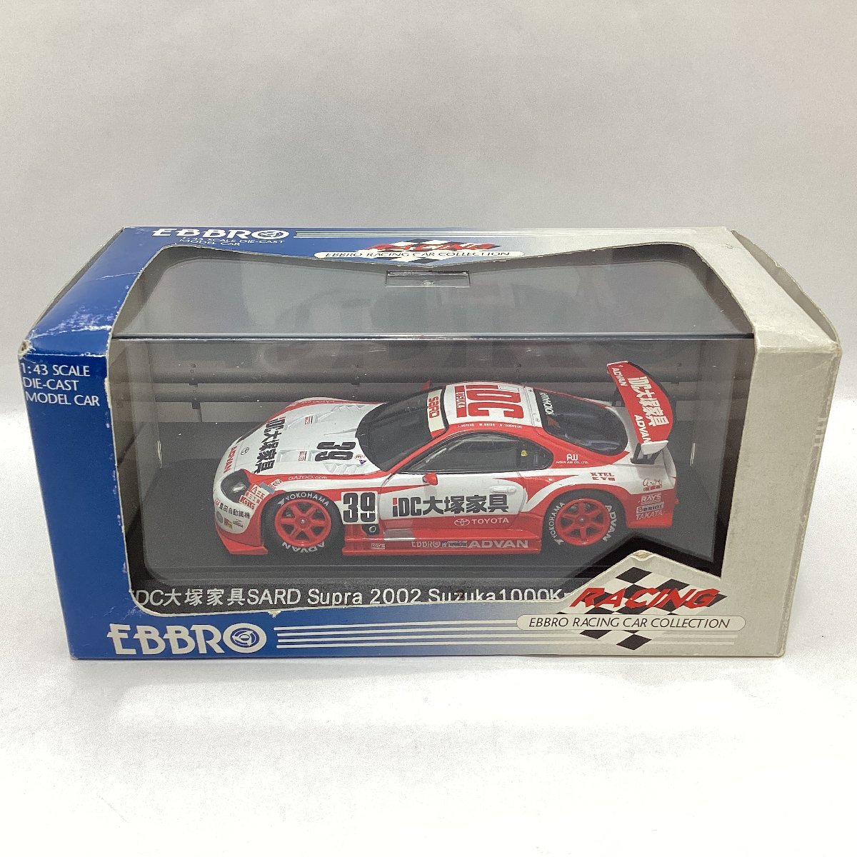 エブロ　1/43　iDC大塚家具SARD スープラ 2002 鈴鹿1000km　ホワイト/レッド　EBBRO　Supra　Suzuka　WHITE/RED　ミニカー