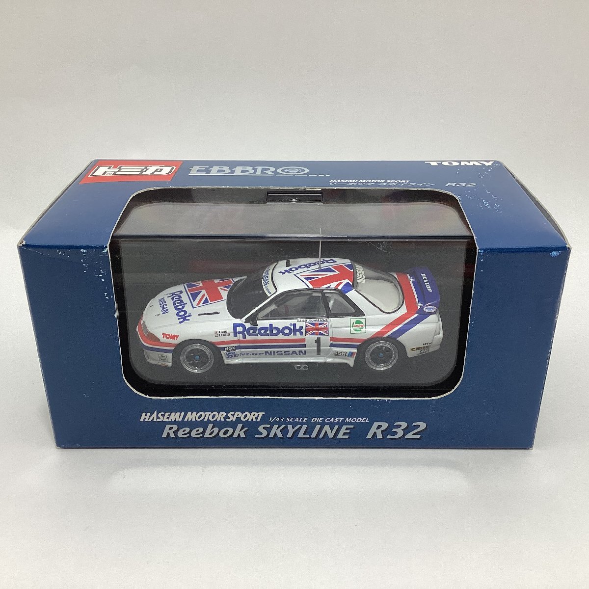 トミカエブロ　1/43　ハセミモータースポーツ　リーボック スカイライン R32　ミニカー　トミー　EBBRO　Reebok SKYLINE R32