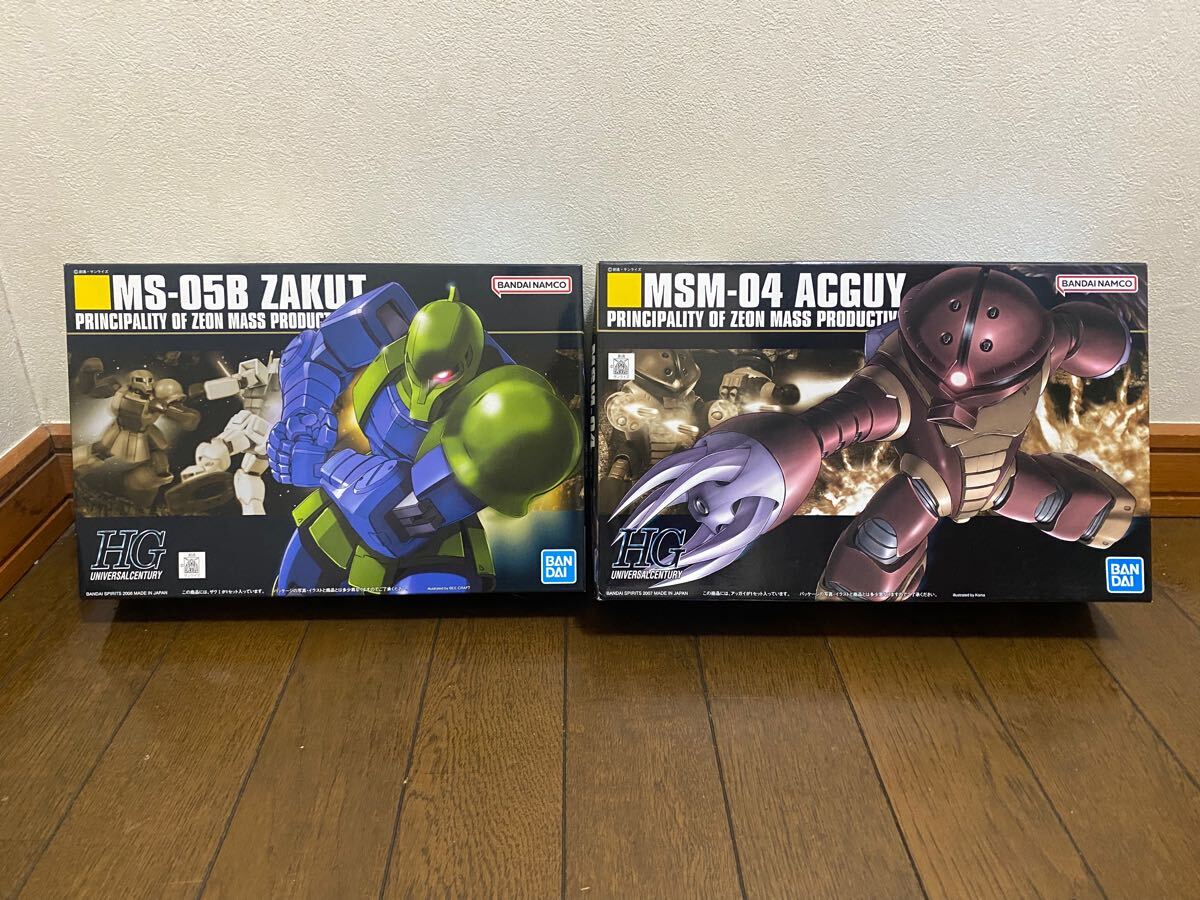 未組立・未塗装品 2個セット 『機動戦士ガンダム』HGUC 1/144 ザクⅠ、アッガイ プラモデル