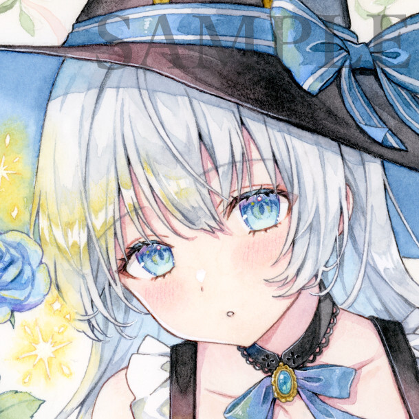 手描きイラスト 『青薔薇の魔女』 創作*オリジナル*A4サイズ 手描きイラスト 『青薔薇の魔女』 創作*オリジナル*A4サイズ