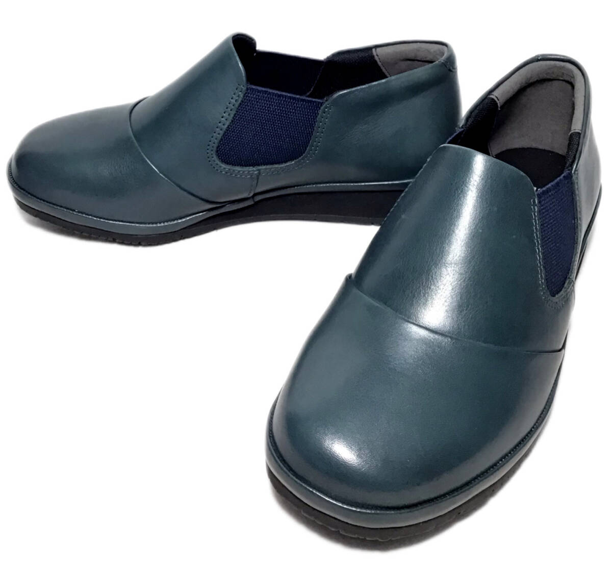 Senna moon плюс 1865 темно-синий 23.0cm женский натуральная кожа со вставкой из резинки туфли без застежки