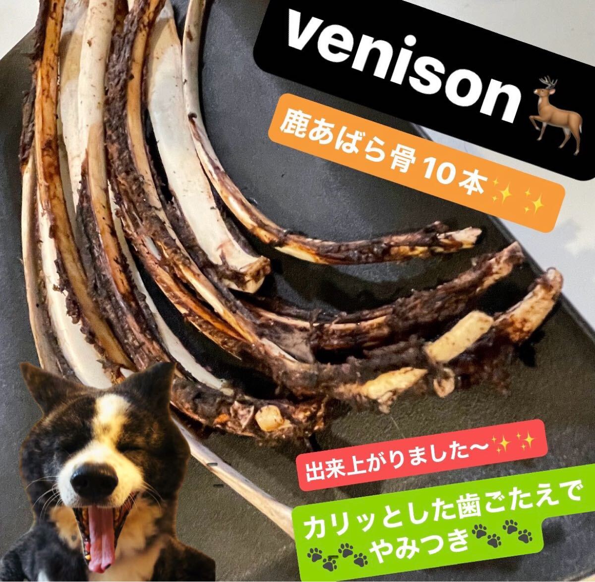 鹿あばら骨ジャーキー 犬おやつ カミカミご褒美 鹿骨 無添加 ☆10本☆