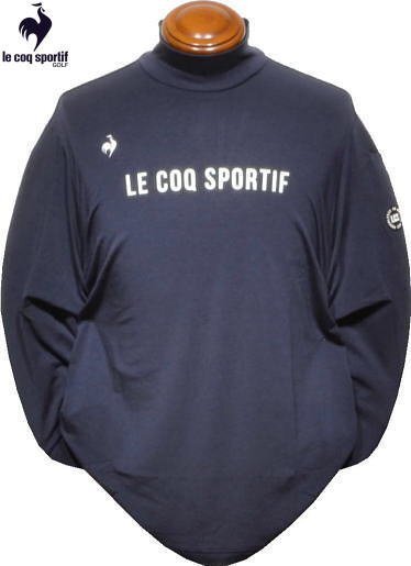 【ネイビー M】 ルコックゴルフ 長袖モックネックシャツ メンズ QGMWJB12 ストレッチ 裏起毛 保温 ハイネックシャツ 長袖ポロシャツ