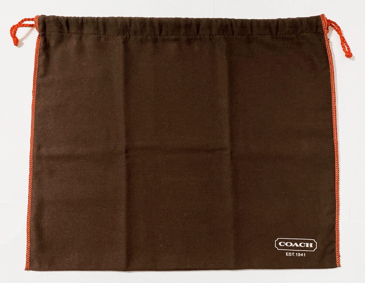 コーチ 「COACH」バッグ保存袋 舊型 (4725) 正規(guī)品 付屬品 內(nèi)袋 布袋 巾著袋 布制 ブラウン 40×34cm 小さめ バッグ用 収納袋