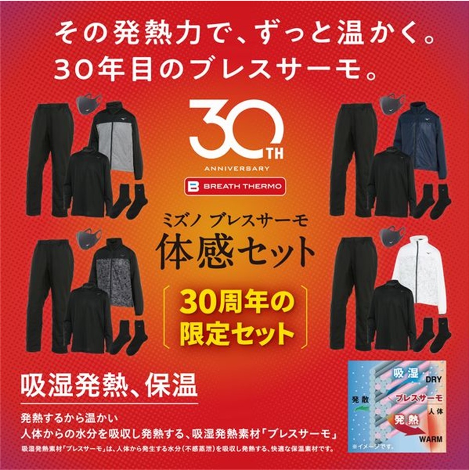 新品・未使用品 2024年MIZUNO福袋　ブレスサーモ30周年記念セット LLサイズ ブラック/チャコールグレーデジタル