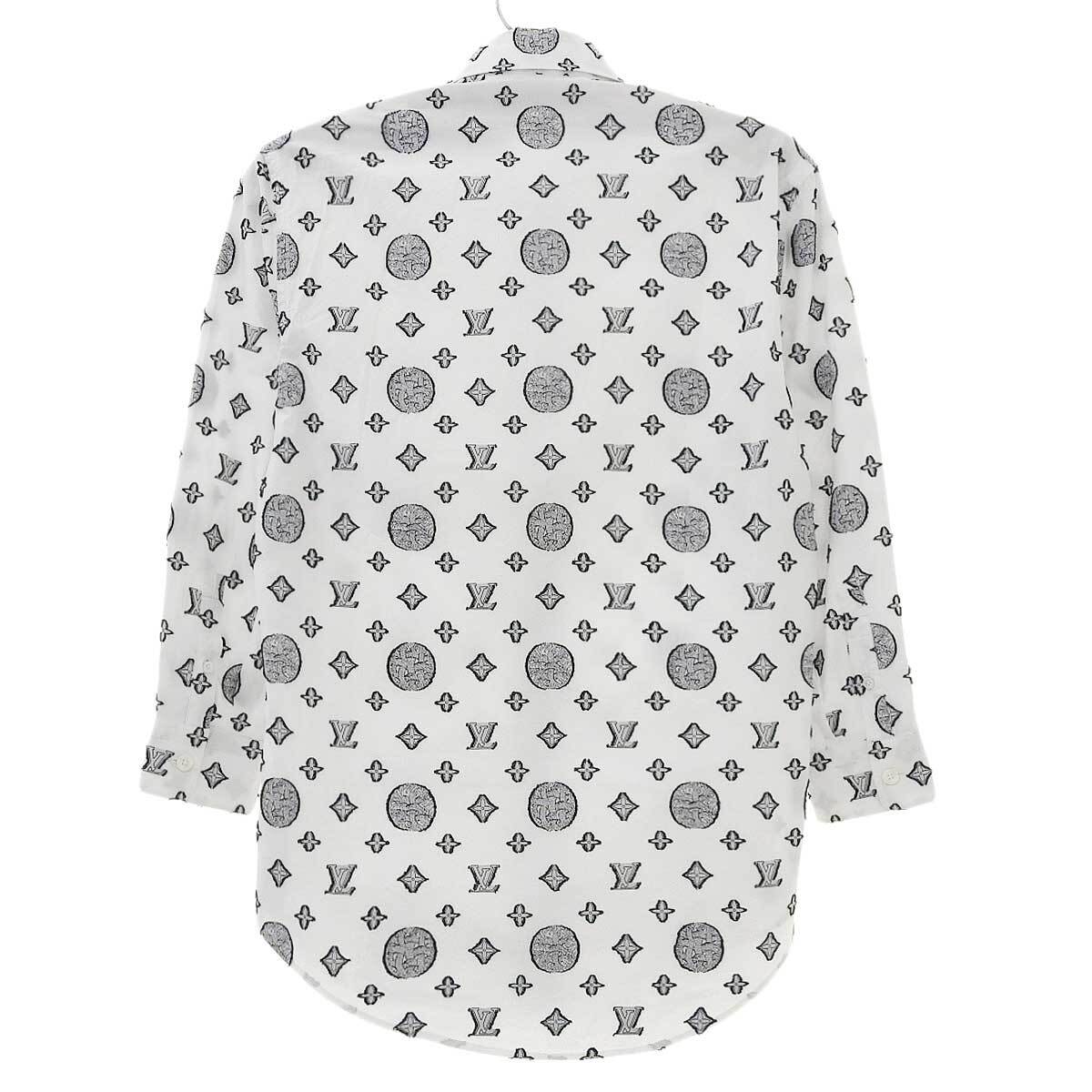 ルイヴィトン クリストファー ネメス ロープ モノグラム コットン シャツ RM152 H8S60WBM4 メンズ ホワイト 中古 【アパレル?小物】
