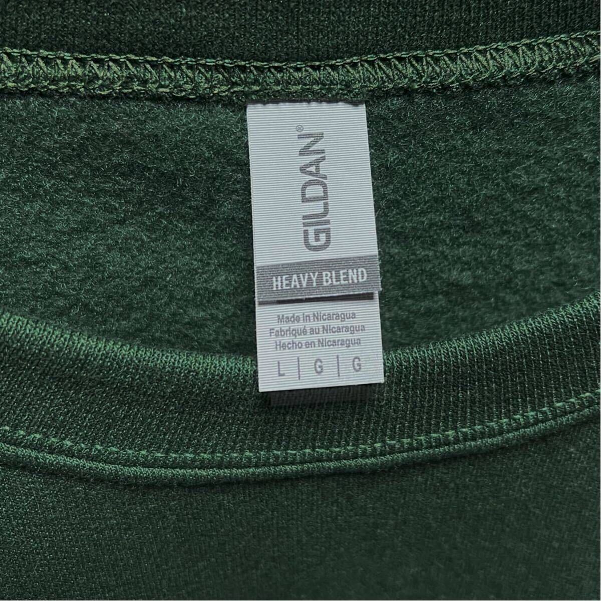 GILDAN フォレストグリー L 深緑 ダークグリーン セットイン トレーナー 8.0oz スウェット ギルダン 無地 長袖 裏起毛☆_画像2