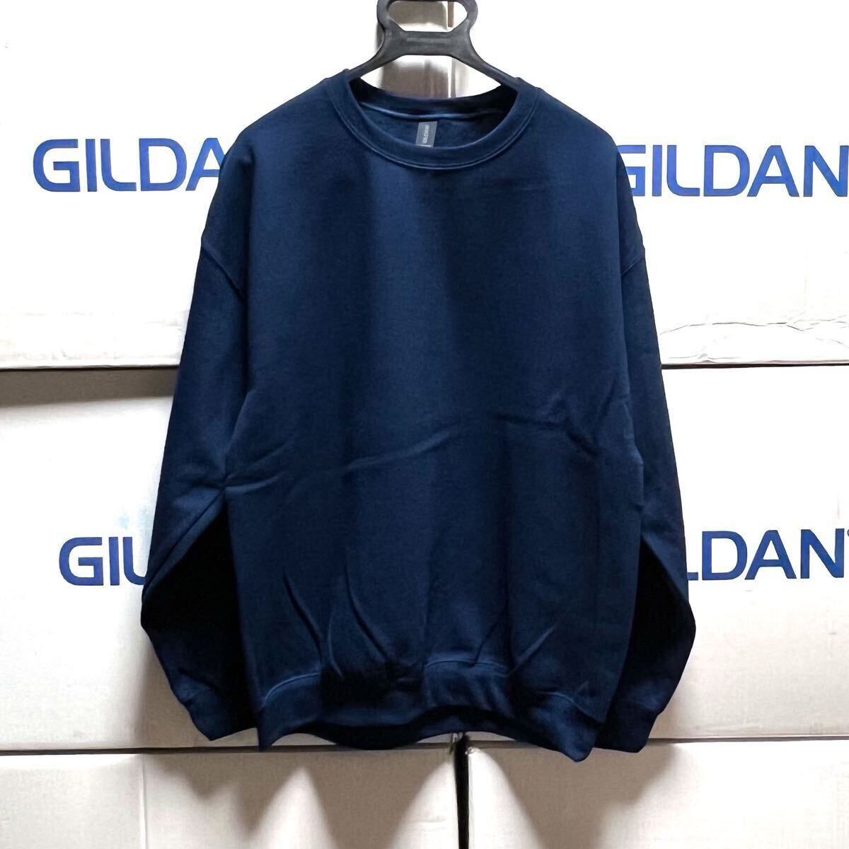 GILDAN ネイビー L 紺色 セットイン トレーナー 8.0oz スウェット ギルダン 無地 長袖 裏起毛