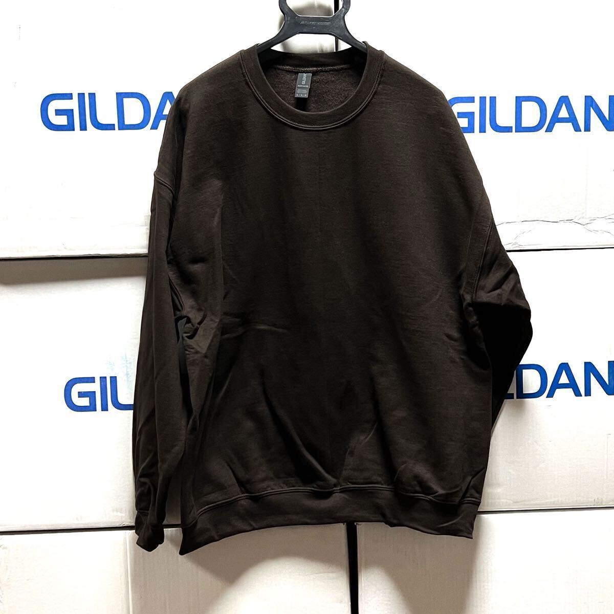 GILDAN ダークチョコレートXL ブラウン 茶色 セットイン トレーナー 8.0oz スウェット ギルダン 無地 長袖 裏起毛