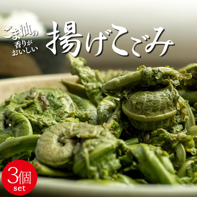 揚げこごみ 200g×3袋 山の幸「コゴミ」をじっくり丁寧に油で揚げ美味しく仕上げました 山菜好きにはたまらない