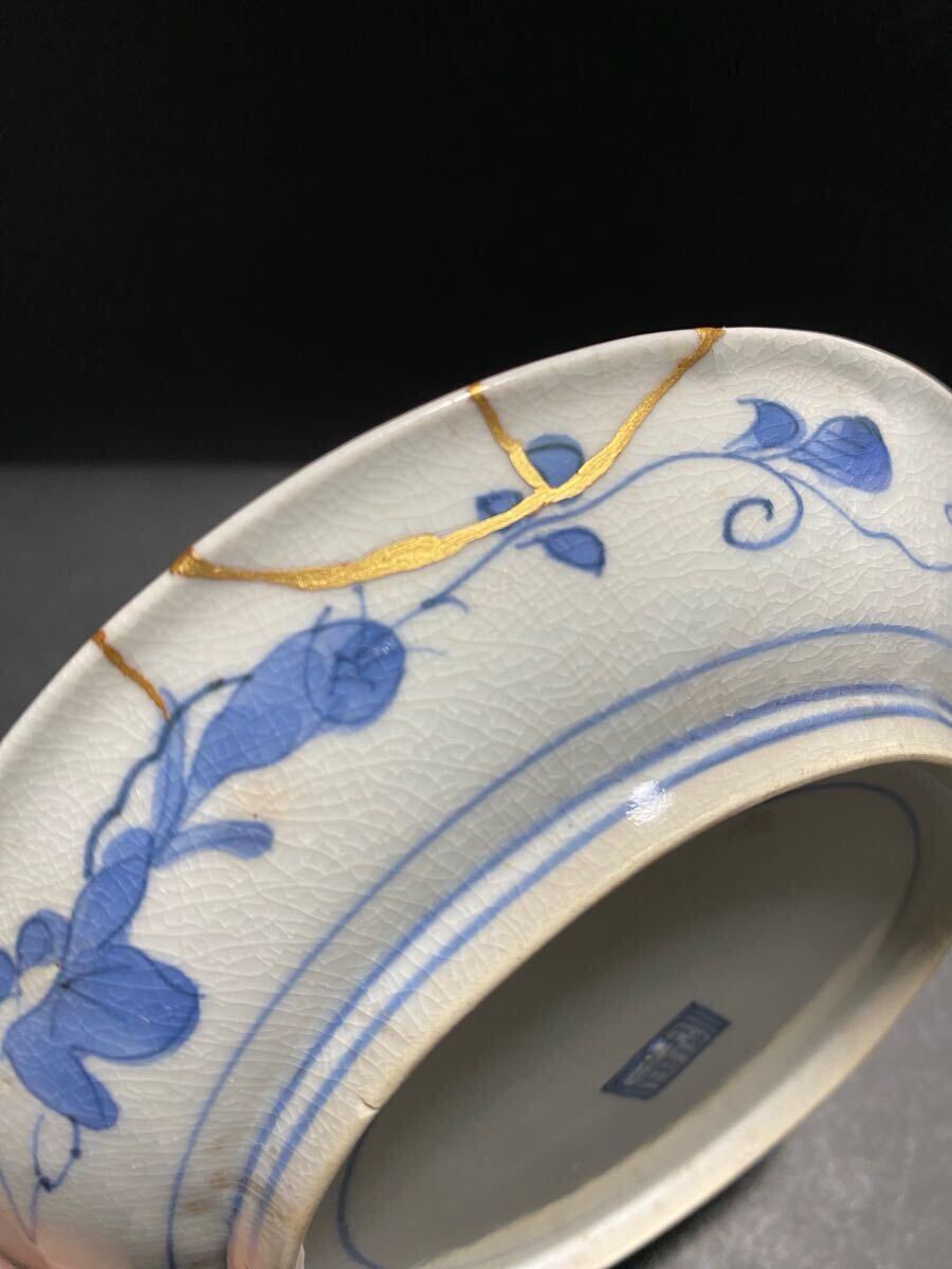 孝】古伊万里 染付 双鶴文小皿 藍九谷 古九谷 江戸前期 古美術 孝】古伊万里 染付 双鶴文小皿 藍九谷 古九谷 江戸前期 古美術