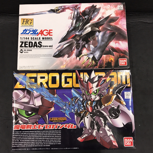 バンダイ 機動戦士ガンダムAGE HG ゼダス XVV-XC 他 魔竜剣士ゼロガンダム プラモデル ホビー 2点 まとめ BANDAI