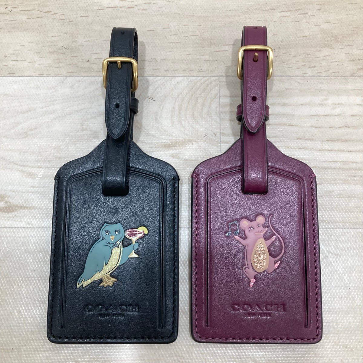 COACH コーチ ネームタグ フクロウ ネズミ 2点セット[D2626]