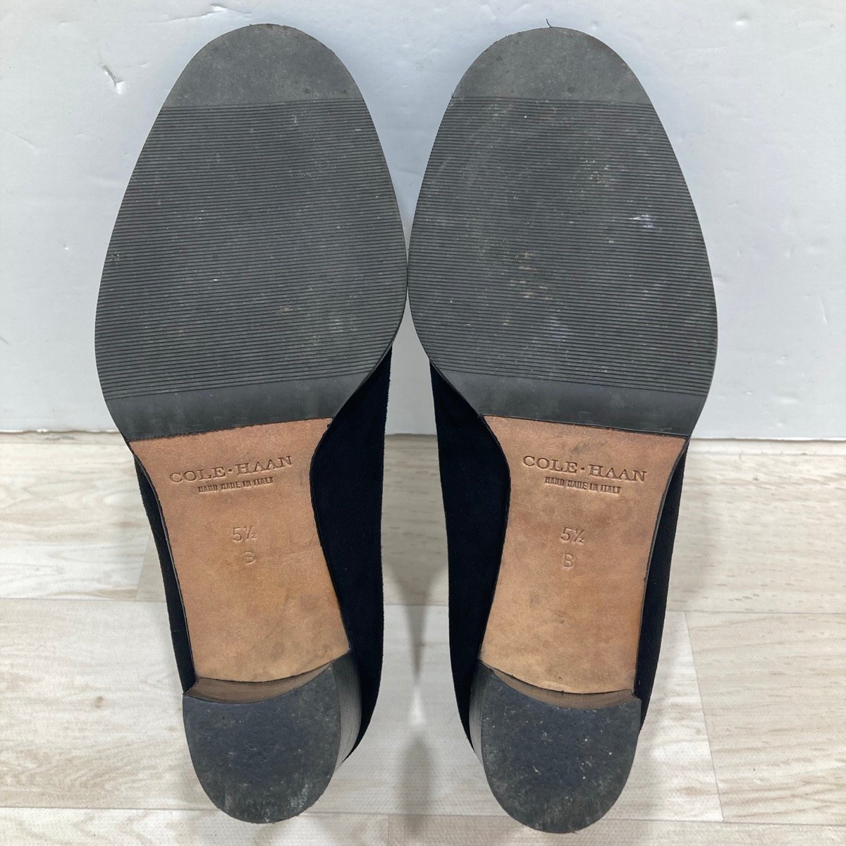 COLE HAAN コールハーン スエード ヒール パンプス サイズ5 1/2(約22.5cm) 靴 シューズ ブラック レディース[D3013]