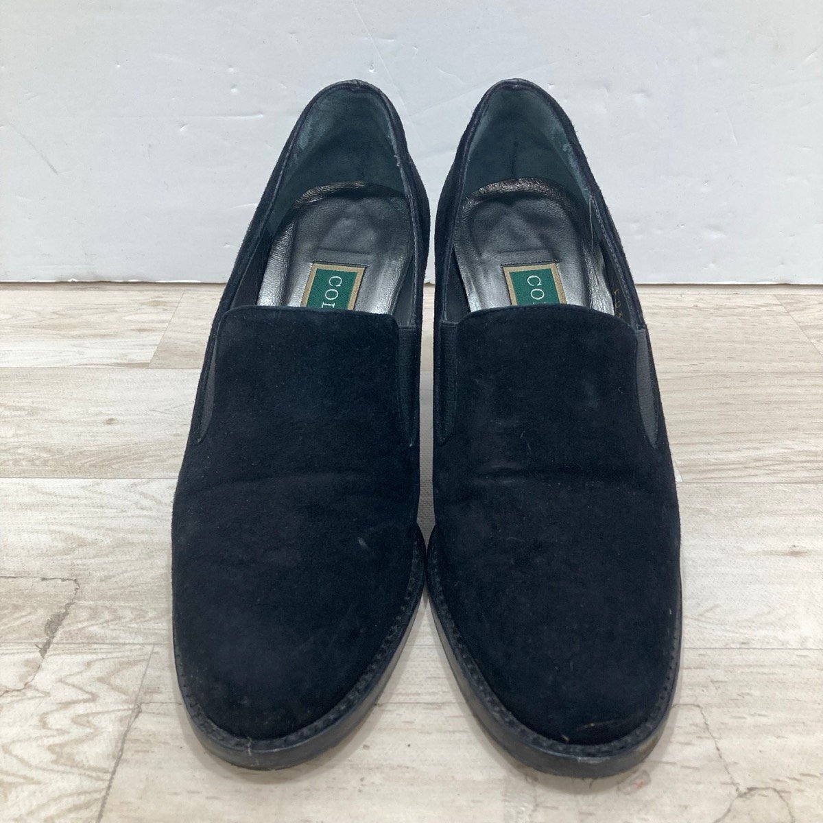 COLE HAAN コールハーン スエード ヒール パンプス サイズ5 1/2(約22.5cm) 靴 シューズ ブラック レディース[D3013]