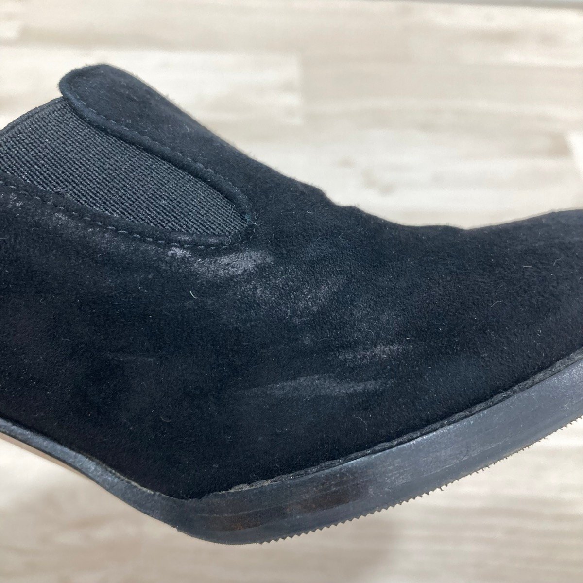 COLE HAAN コールハーン スエード ヒール パンプス サイズ5 1/2(約22.5cm) 靴 シューズ ブラック レディース[D3013]