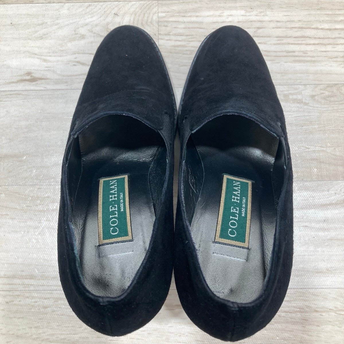 COLE HAAN コールハーン スエード ヒール パンプス サイズ5 1/2(約22.5cm) 靴 シューズ ブラック レディース[D3013]