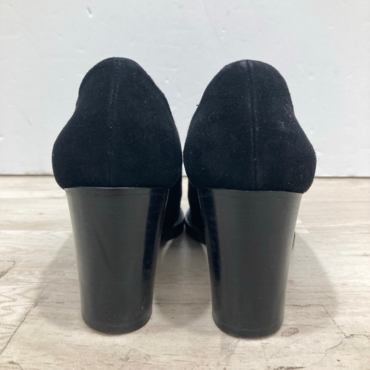 COLE HAAN コールハーン スエード ヒール パンプス サイズ5 1/2(約22.5cm) 靴 シューズ ブラック レディース[D3013]