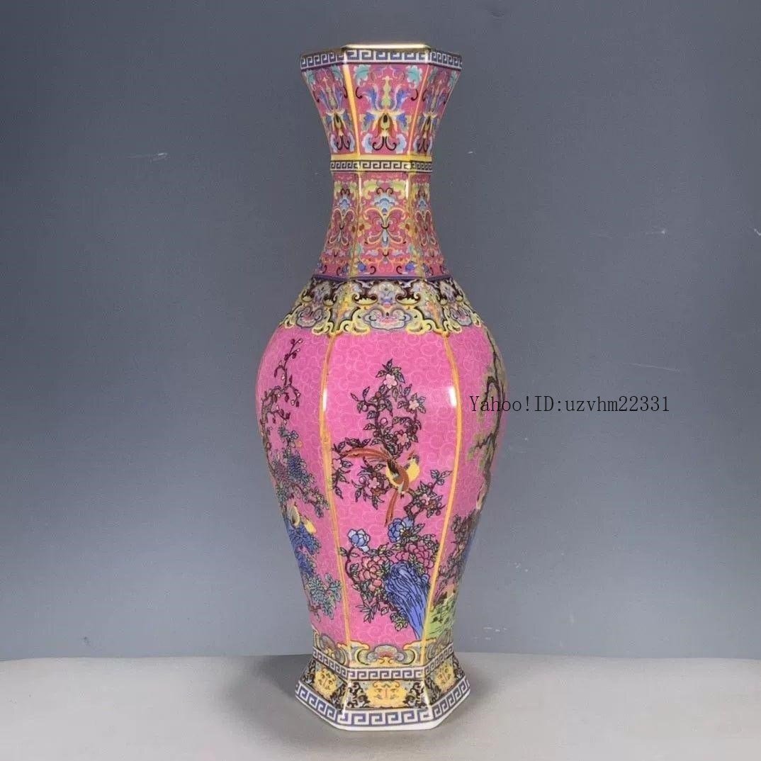 【期間限定！最安値挑戦】 景徳鎮 パステル蒔絵花鳥花瓶 陶磁器 置物 美術品 現代工芸品 装飾品 工芸品