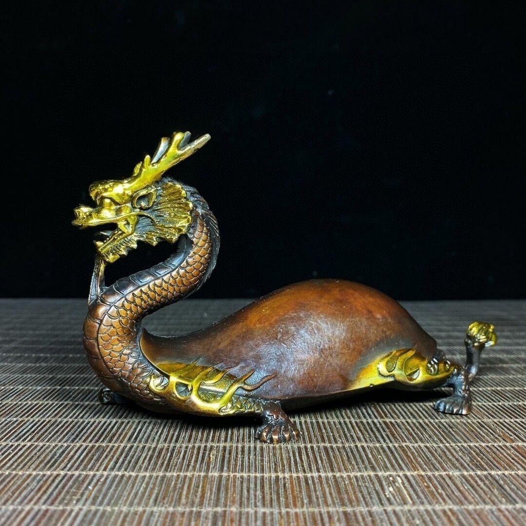 銅細工 神竜 置物 盤竜 書道具 文房具 装飾品 工芸品 美術品