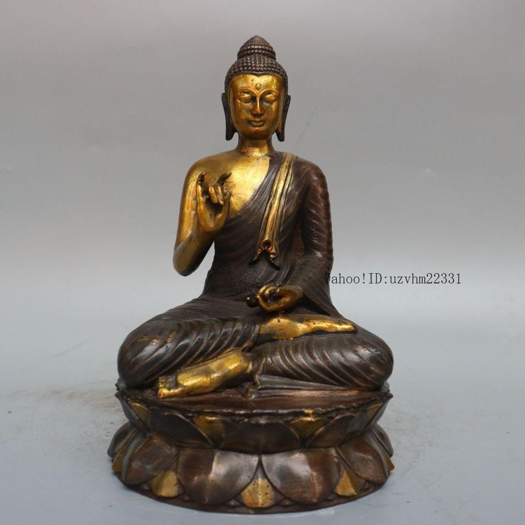 ♦中国 唐銅 仏像 古玩 仏教美術 仏具 古銅 釈迦如来坐像 古美術品 骨董品 ◇旧家蔵出◇古美術 中国古玩 明時代 古銅製 泥金 釈迦牟尼 仏