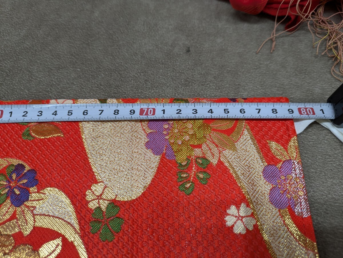 結(jié)び帯 裾除け 帯揚げ 子供用 5歳児用? 著付け小物 二部式帯 七五三 お正月 著物 和裝小物 お祝い 古典柄 和柄 花柄 蝶々 オレンジ色