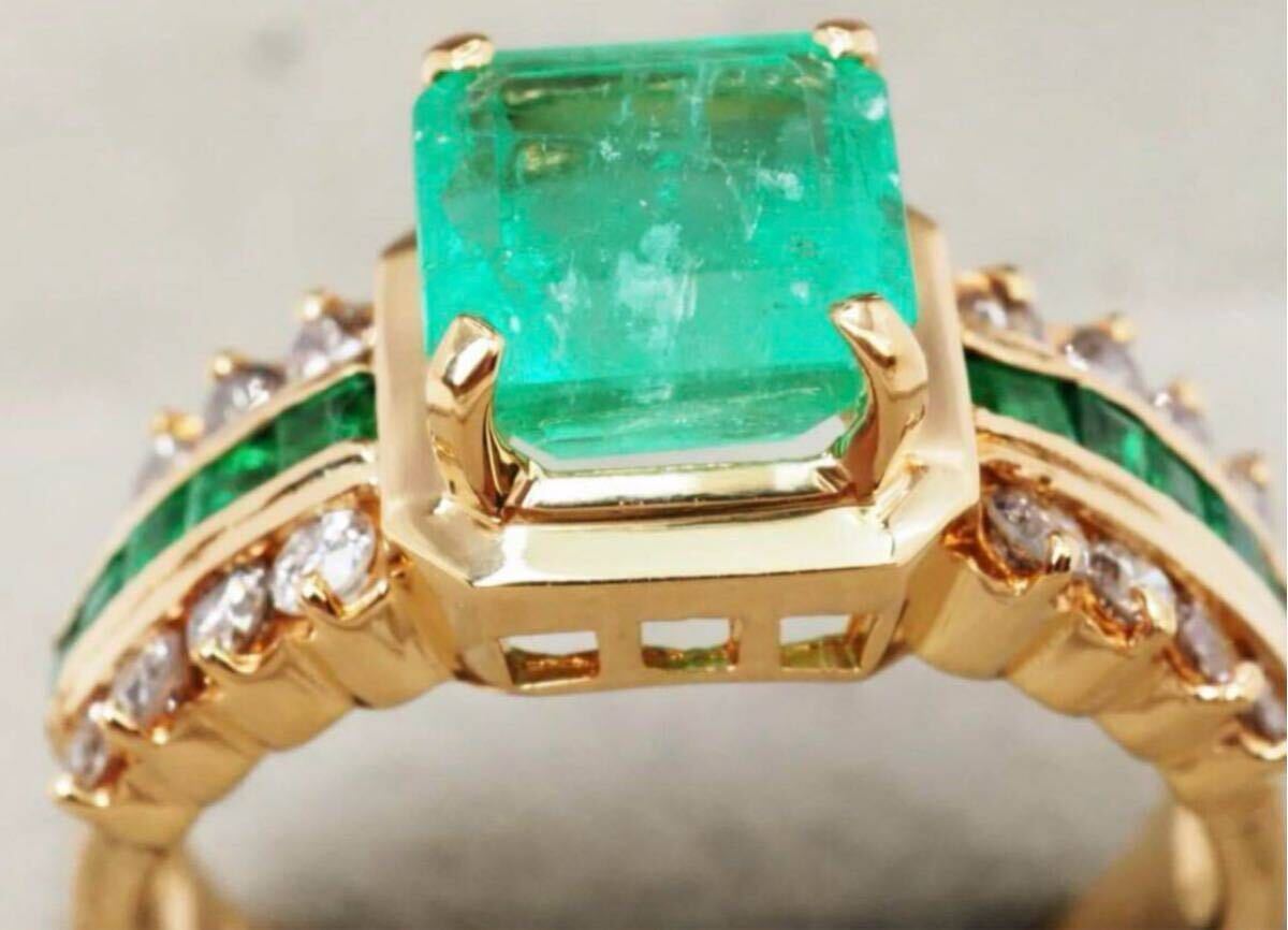 K18 天然エメラルド 天然ダイヤモンド 1.82ct/0.30ct/0.41ct/5.5 K18 天然エメラルド 天然ダイヤモンド 1.82ct/0.30ct/0.41ct/5.5