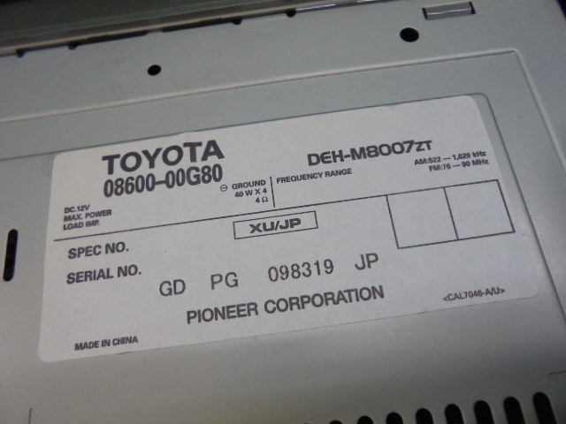 9EW6023 IJ4)) Toyota Porte NNP11 средний период type 150r оригинальный CD аудио панель CP-W55