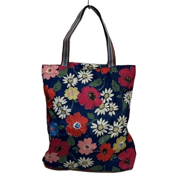 キャスキッドソン Cath Kidston トートバッグ - ネイビー×マルチ エコバッグ/折りたたみ/花柄 新品同様 バッグ