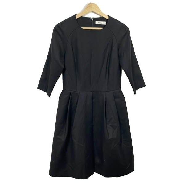 アドーア ADORE サイズ36 S - 黒 レディース クルーネック/七分袖/ひざ丈/プリーツ 美品 ワンピース