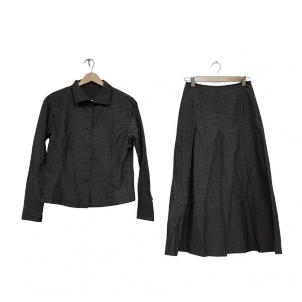 ヒロココシノ HIROKO KOSHINO スカートスーツ - ダークグレー×アイボリー レディース 花柄 美品 レディーススーツ
