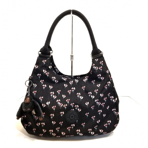 キプリング Kipling ショルダーバッグ - ダークネイビー×アイボリー×マルチ 花柄 バッグ