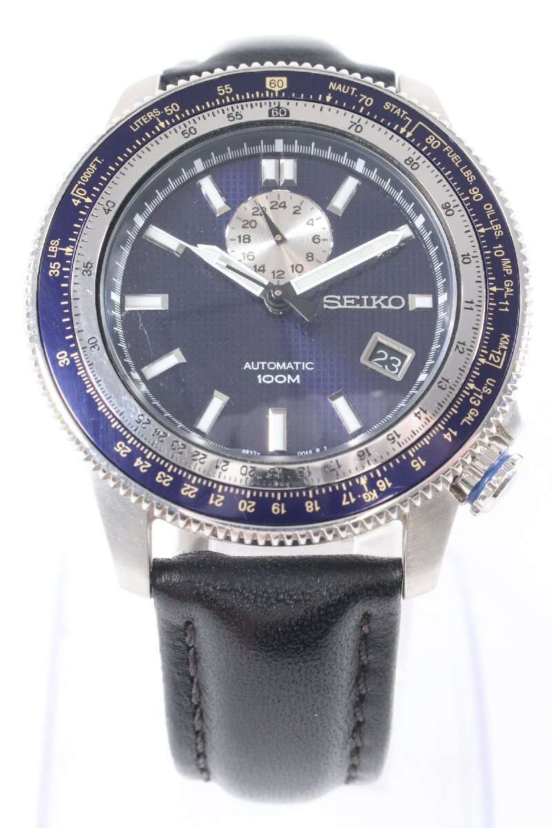 ★SEIKO セイコー 4R37-00B0 裏スケルトン 100M 自動巻き デイト メンズ 腕時計 5271-TE