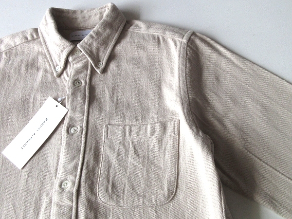 新品タグ付 MANUAL ALPHABET マニュアルアルファベット Suitable Fit コットン ネルシャツ BDシャツ 2 アイボリー ライトベージュ 日本製_画像5