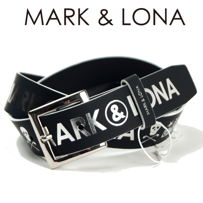 手数料安い 【新品】マークアンドロナ 日本製 ブラック/シルバー 3(S~M) ベルト MARK&LONA《高級ゴルフウェア》ビッグロゴ総柄プリント その他